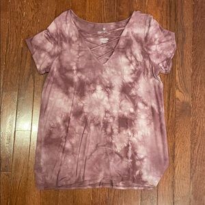 American Eagle tie dye cross front tee